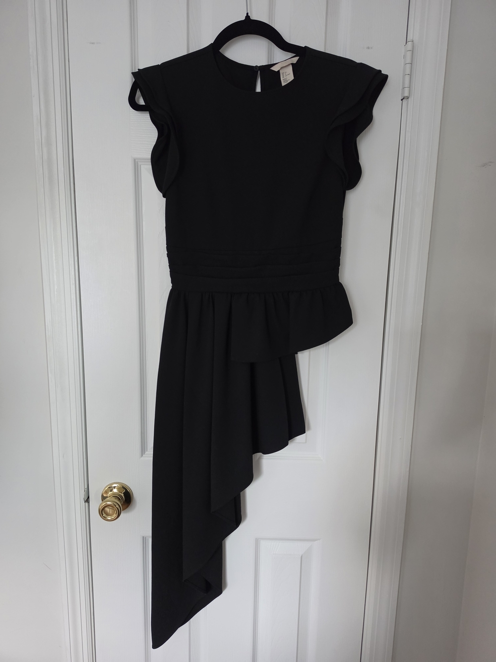 H&M Black Asymmetrical Ruffle Top